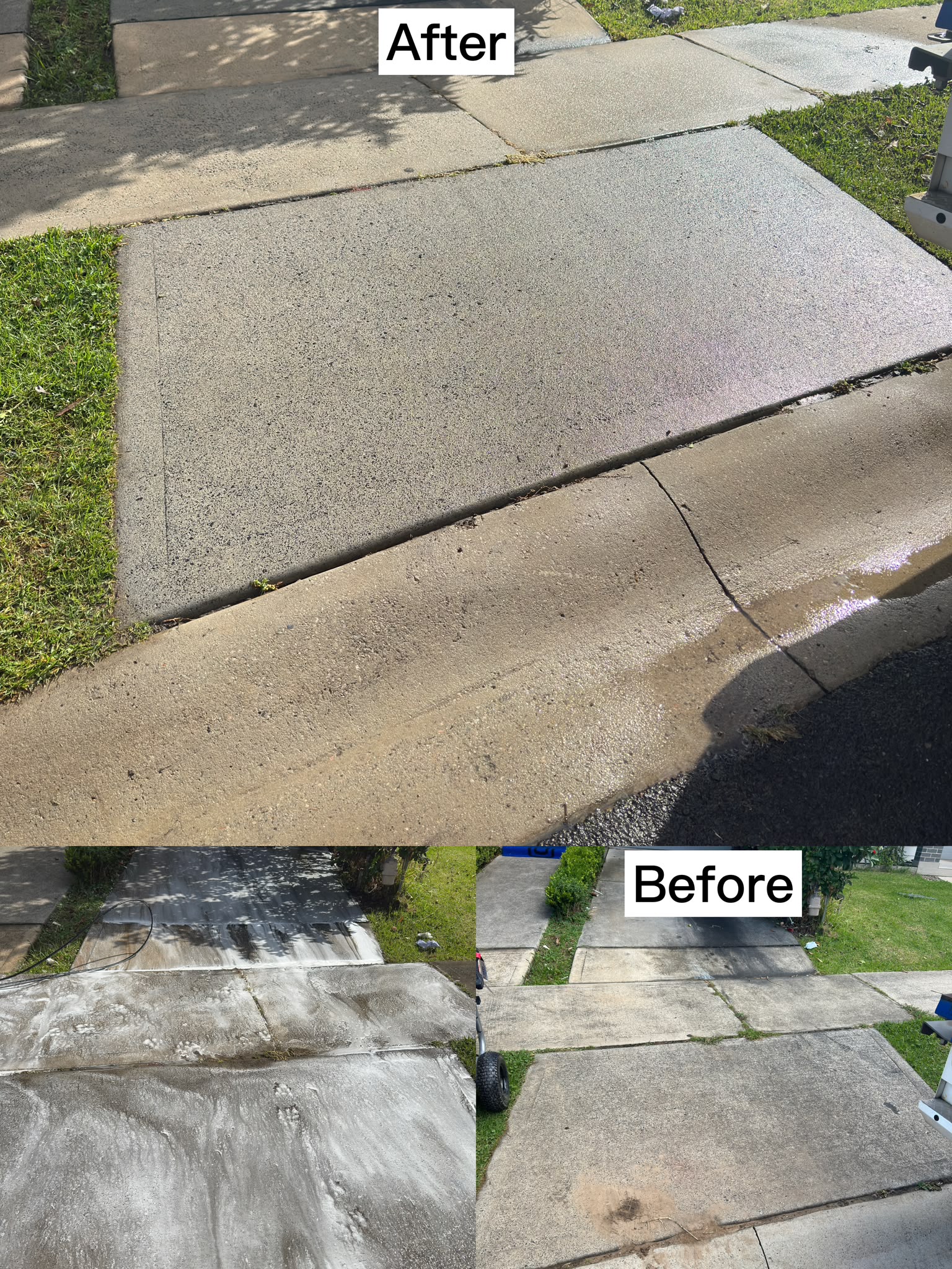 High pressure concrete driveway cleaning and oil stain removal restoration in Glenmore Park by WestClean