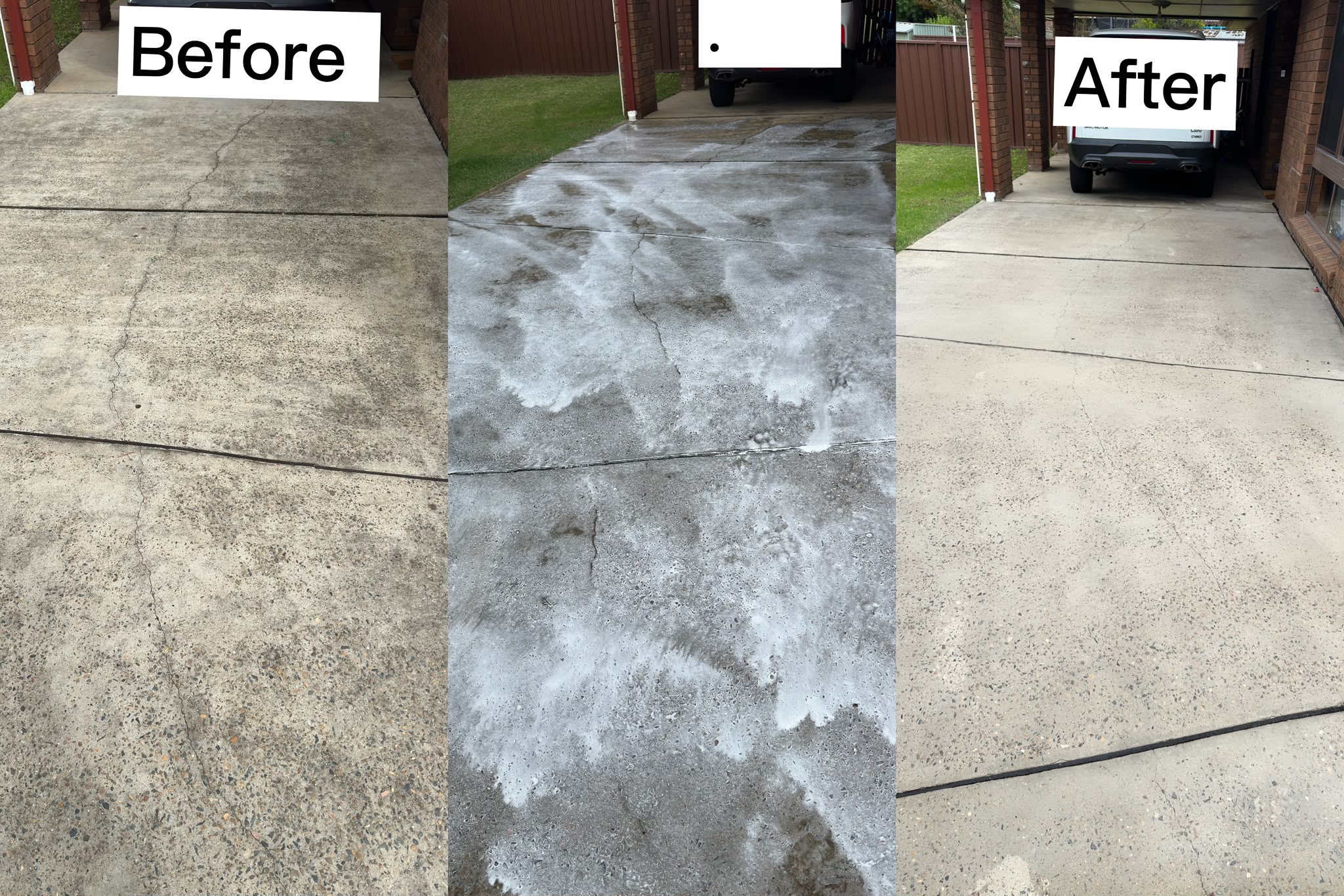 Residential driveway high pressure washing and grime removal restoration in Penrith by WestClean