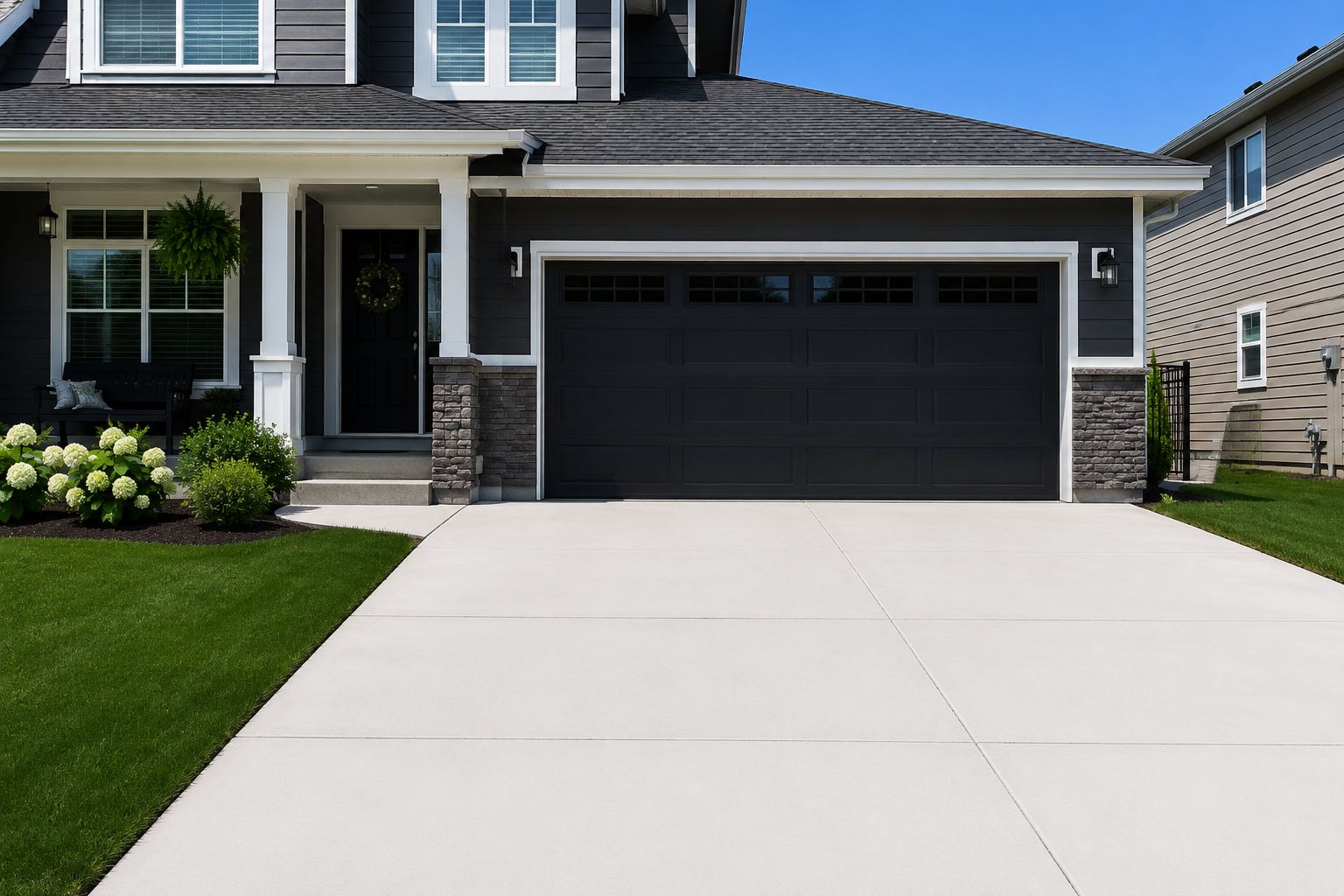 Pressure washing a concrete driveway in Western Sydney winter